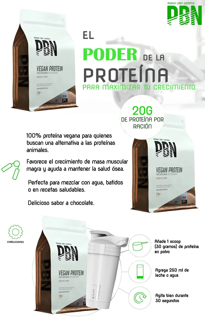 PBN Premium Proteína Vegana 1 kg Proteína vegetal de alta calidad, ideal para deportistas y un estilo de vida saludable.