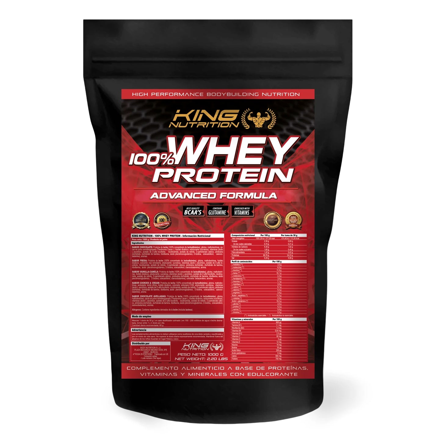 ¡Transforma tu rendimiento con King Nutrition Whey Protein 100% Concentrado!