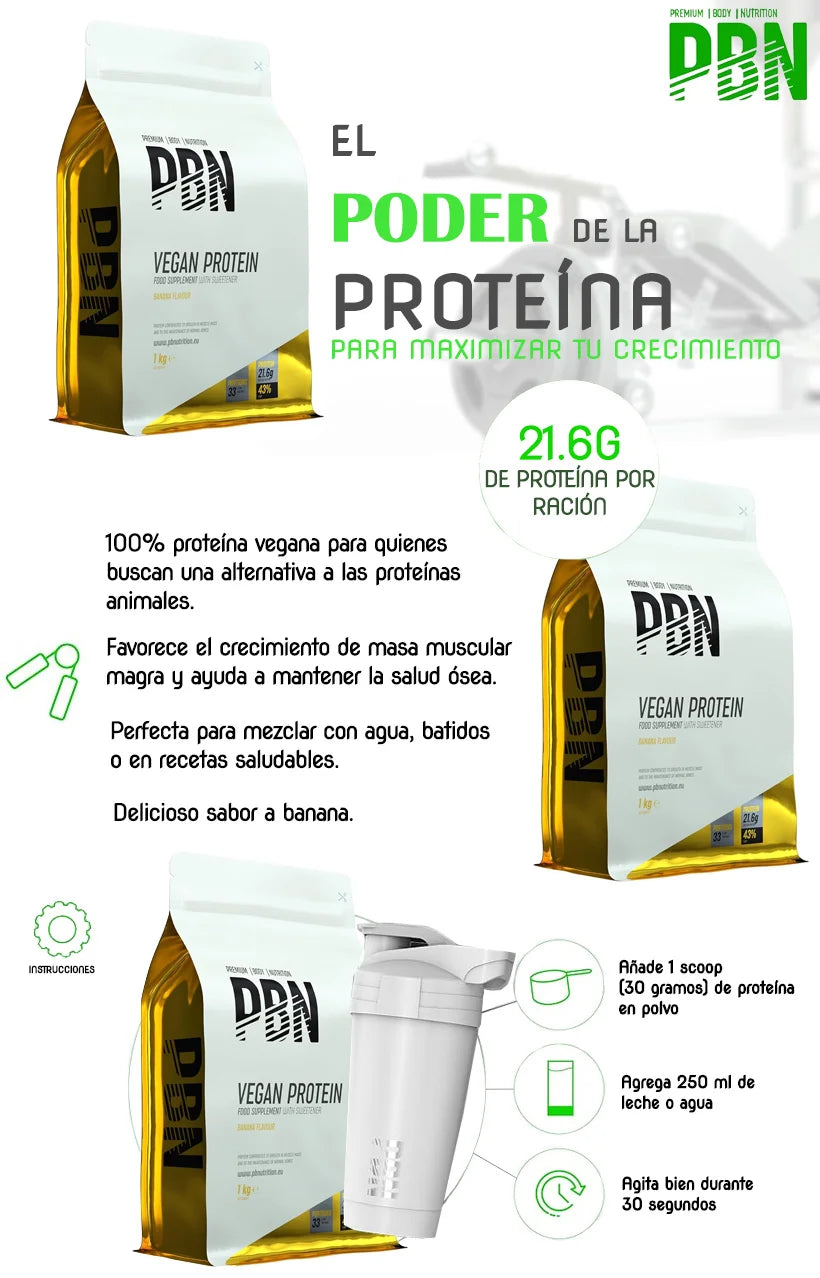 PBN Premium Proteína Vegana 1 kg Proteína vegetal de alta calidad, ideal para deportistas y un estilo de vida saludable.